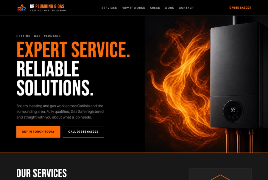 RR Plumbing and Gas sample site homepage